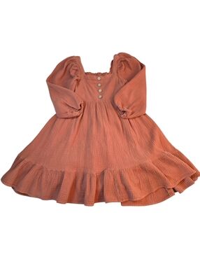 Cheeky Plum Muslin Puff Sleeve Ruffle Dress